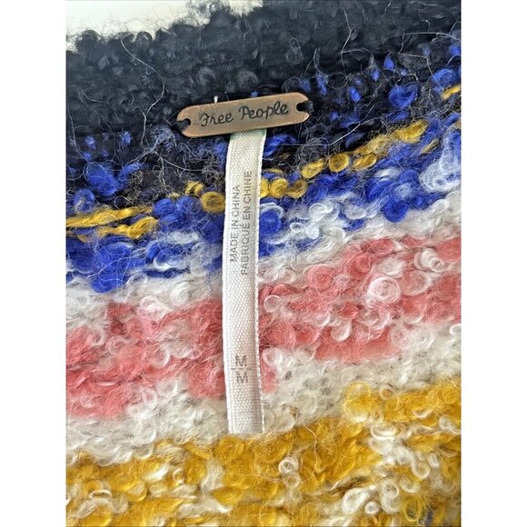 Free People Alpaca Blend Sweater Colorful Patch Pullover Women's Size M Boho - Picture 5 of 9